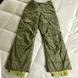BURTON GREEN PLAID INSULATED SNOWBOARD PANTS XS